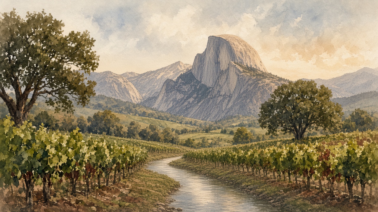 Watercolour of the Paarl valley.