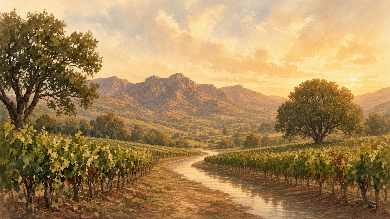 Watercolour of the Robertson valley.