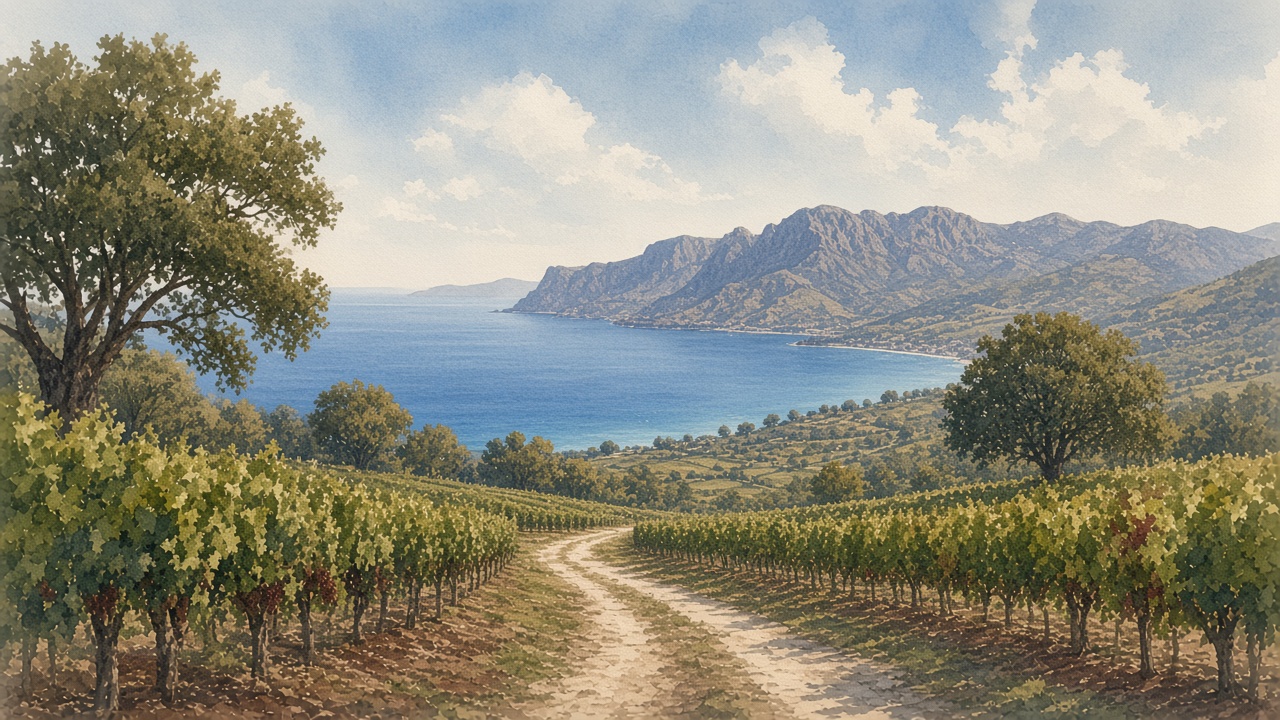 Watercolour of the Walker Bay valley.